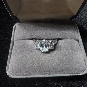 14K White Gold CZ Cocktail Ring (A38)
